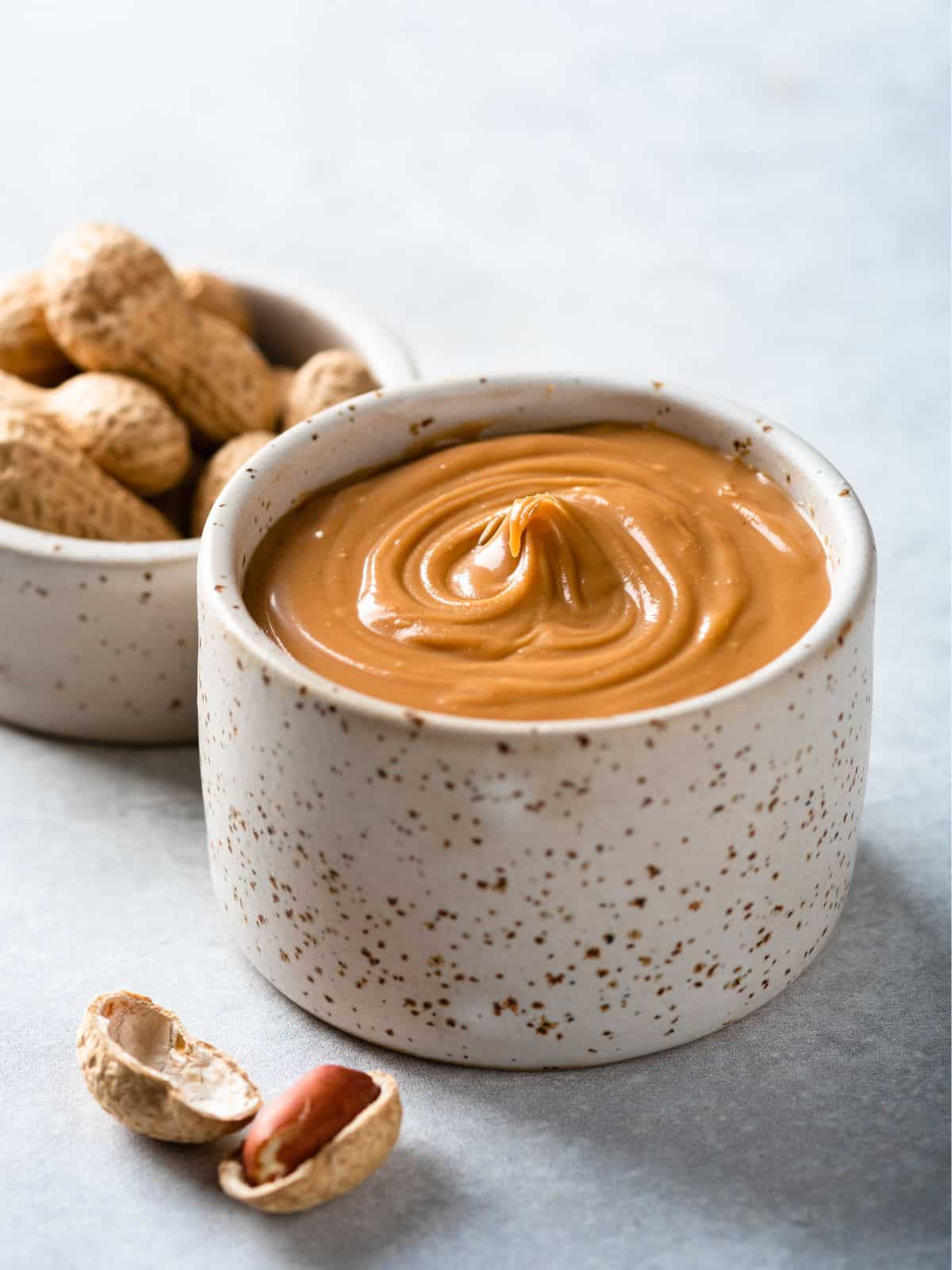 a bowl of peanut butter. 