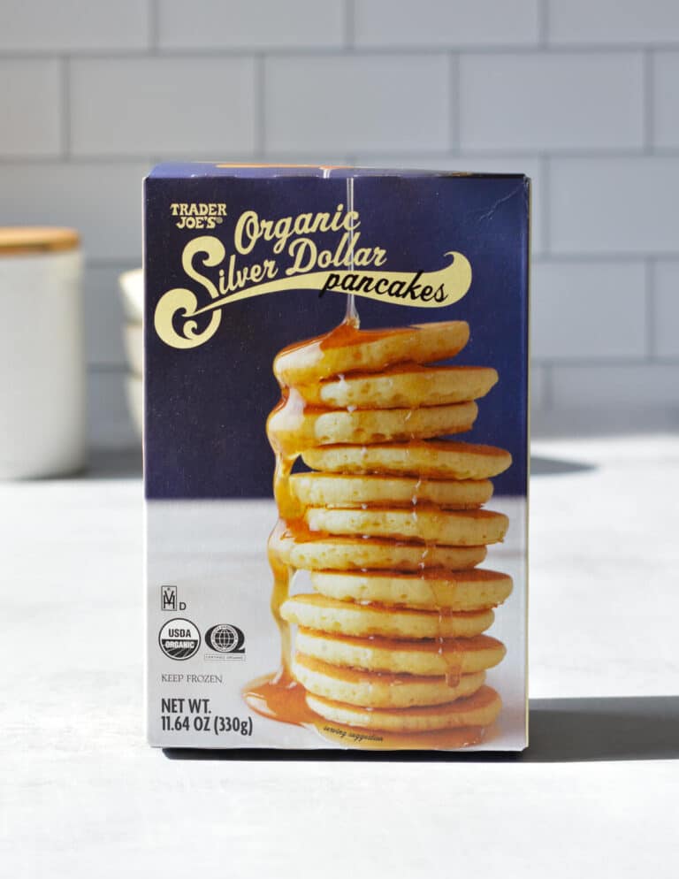 a box of Trader Joe's silver dollar pancakes